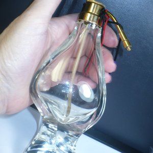 VINTAGE Triangle De Vilbiss Crystal PERFUME BOTTLE Brass Atomizer